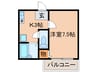 シャトル八田 1Kの間取り