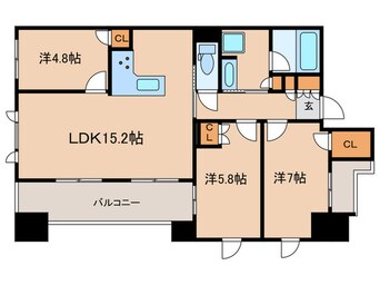 間取図 ﾙ･ｼｪﾓｱ久屋大通公園(1102)