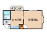 コ－ポ田園 1DKの間取り