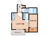 Cherim 本陣十王町Ⅱ South 1LDKの間取り