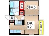 ウィルステ－ジ菊園 1DKの間取り