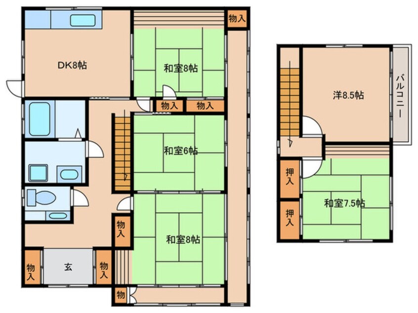 間取図 東大友町稲場戸建