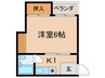 楠元北館 1Kの間取り