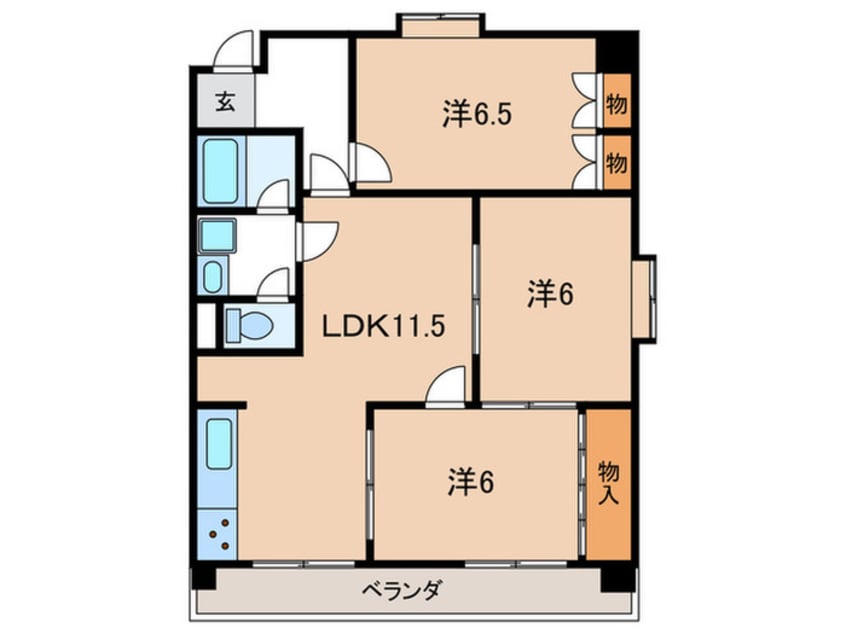 間取図 ユニ－ブル梅坪