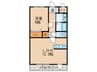 ドゥブラン上津 1LDKの間取り
