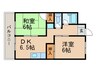 アルバトラモント古前 2DKの間取り