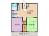 組坂ビル８ 2LDKの間取り