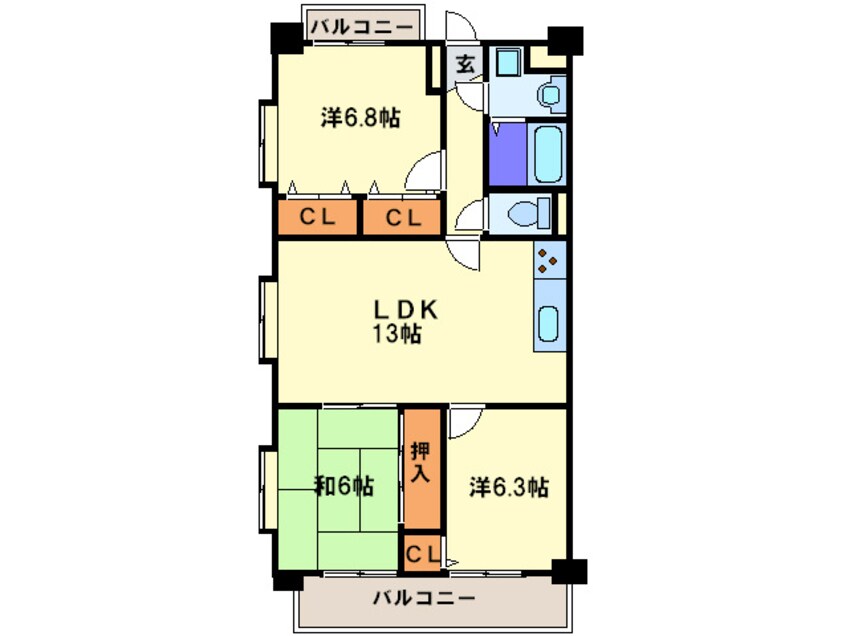 間取図 ベルメゾン平尾山荘通り