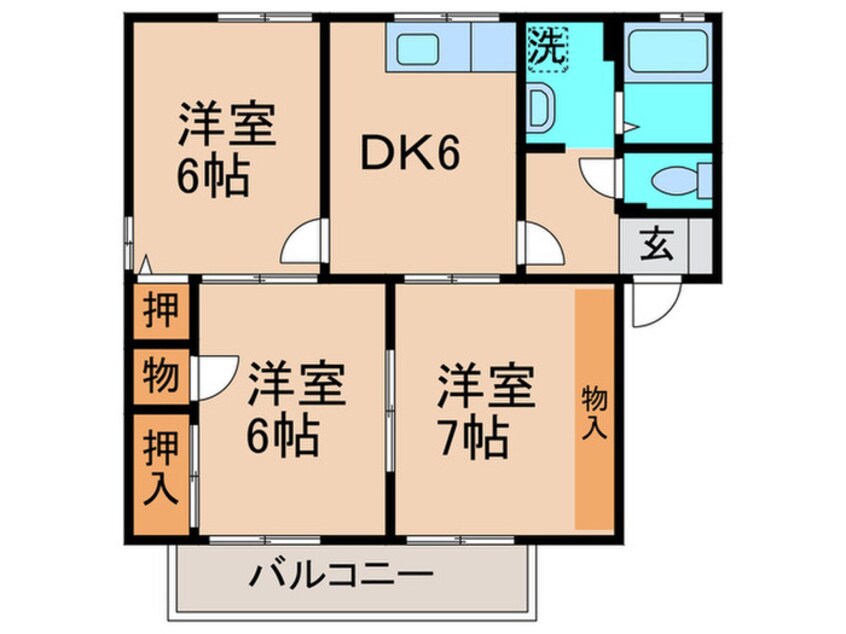 間取図 セジュ－ル東山田ⅢＡ