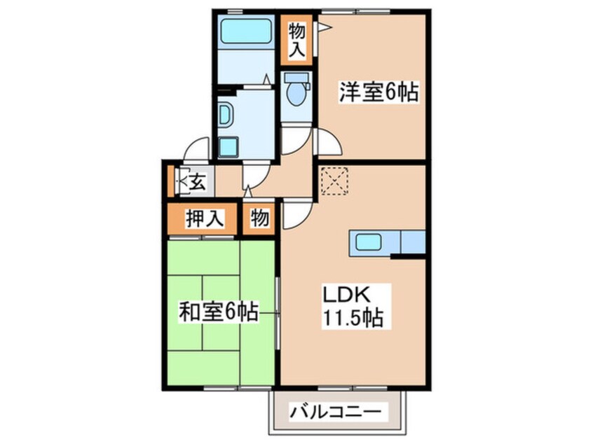 間取図 クリスタルＷＡＫＡⅡＢ