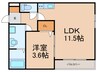 THE NOBLES久留米中央 1LDKの間取り