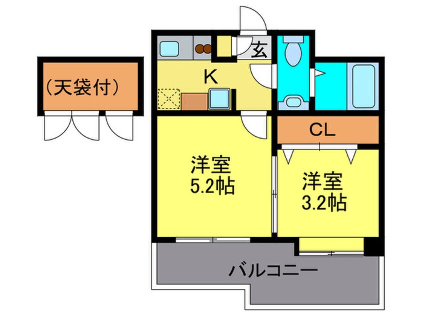 間取図 ｴｽﾃｰﾄﾓｱ薬院ｼｬﾝﾌﾞﾙ