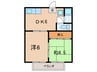 コーポ田邊 2DKの間取り