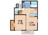 D-roomたかむら　B棟 1LDKの間取り