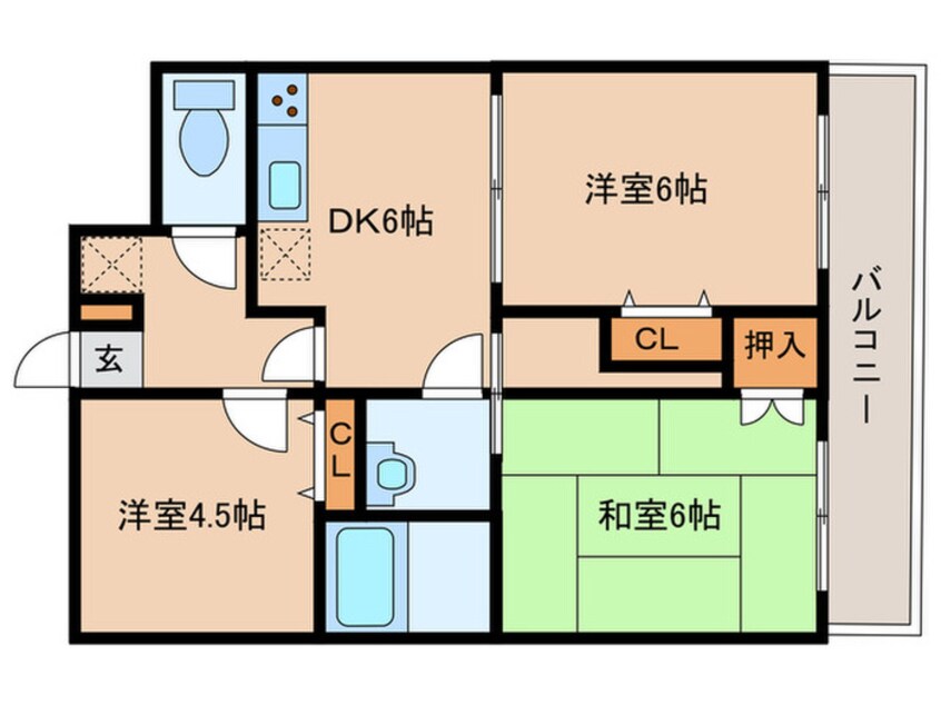 間取図 ロワールマンション西大壕３０３