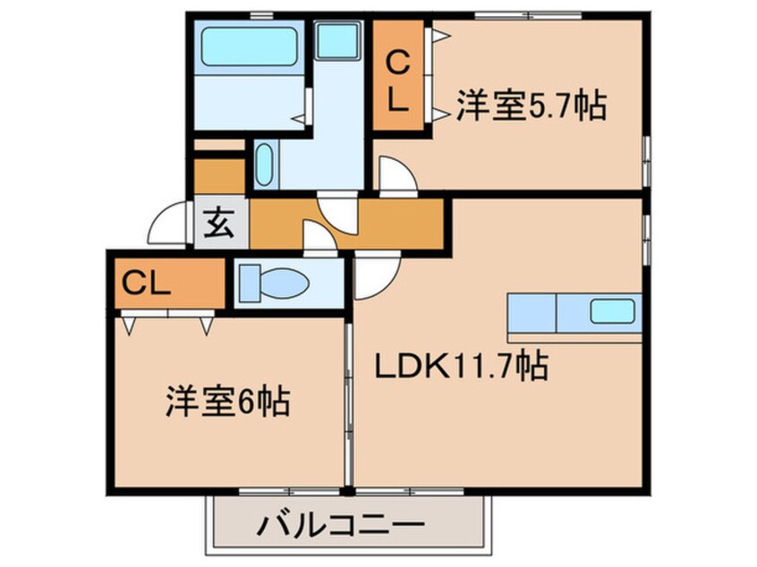 間取図 ボスコルーチェB棟