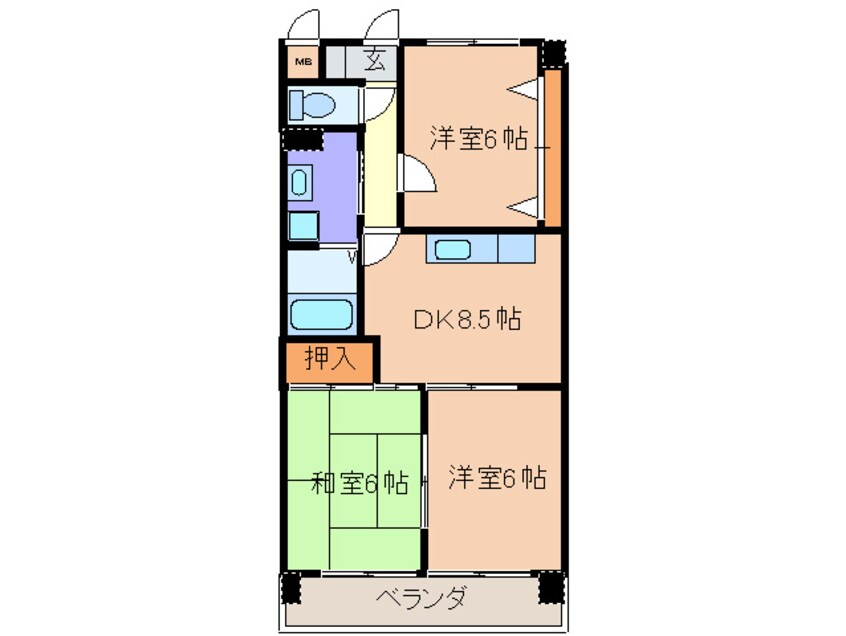 間取図 ディライト赤間駅前