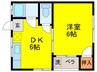 コーポラスとし 1DKの間取り