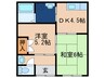 友原棟割Ⅰ 2DKの間取り