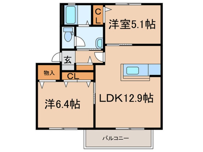 間取図 デュ－ク沼口Ｂ