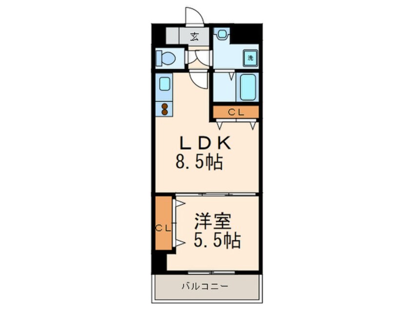 間取図 ロイヤル天神東１０４