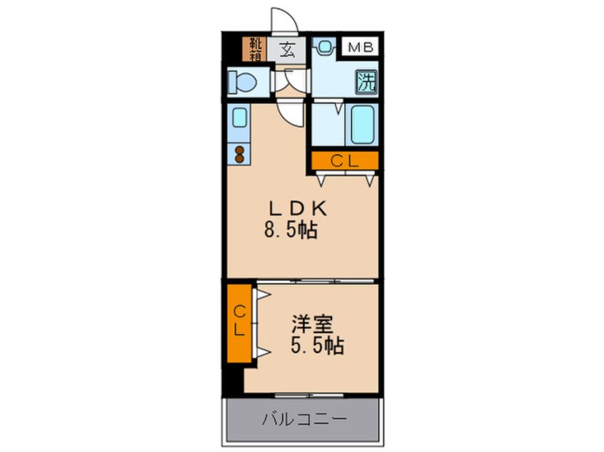 間取図 ロイヤル天神東１０４