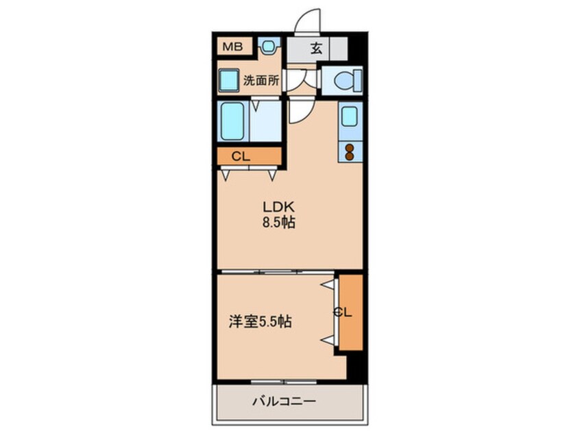 間取図 ロイヤル天神東１０４