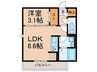 プレミエール御井 1LDKの間取り