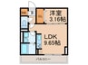 プレミエール御井 1LDKの間取り