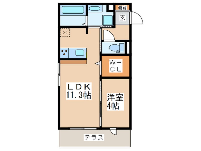 間取図 Ｄ－ｒｏｏｍ都府楼前