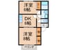 ファミ－ユ則松 2DKの間取り