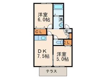 間取図 クレッシェンド黒崎公園横 Ｂ棟