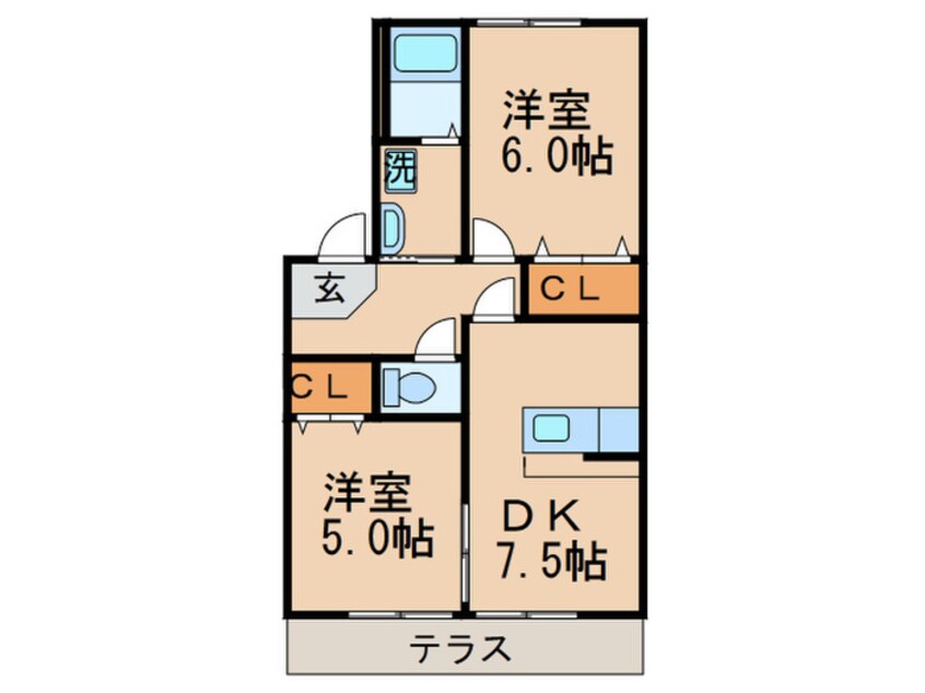 間取図 クレッシェンド黒崎公園横 Ｂ棟