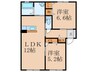 カーサ　アッコッリェンテ野見山 2LDKの間取り