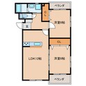 ハーベスト上津熊Ｂ棟の間取図