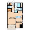 アイコリーネ城南 1LDKの間取り
