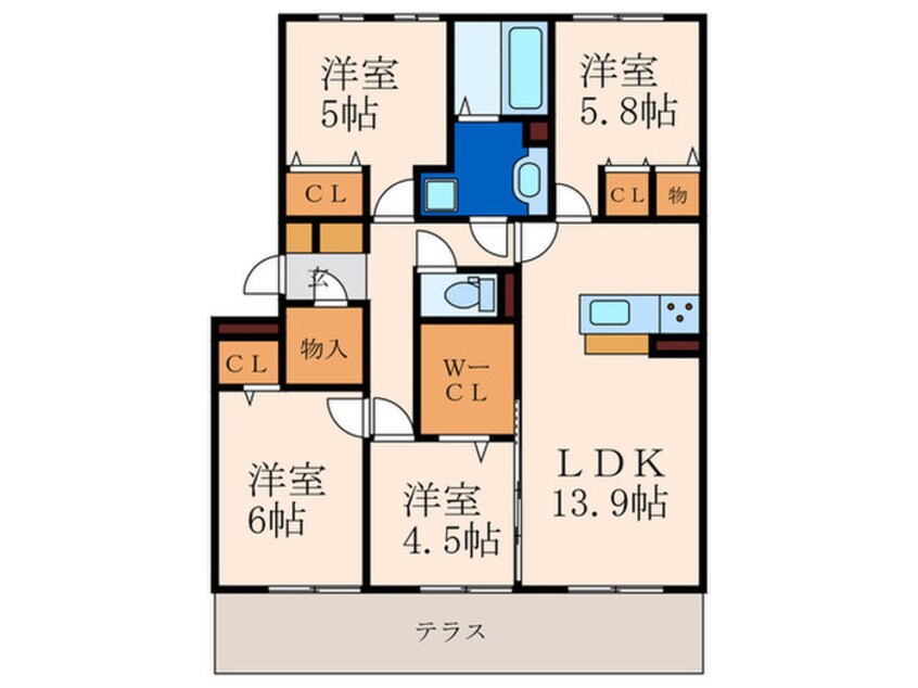 間取図 ﾄﾞﾘｰﾑﾃｭｱ／ｸﾚｰﾙｼｬﾄ　ﾄﾞﾘｰﾑ