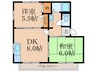 ヒルズ本城 2DKの間取り