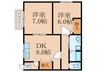メゾン今任Ⅲ 2DKの間取り