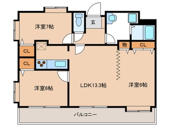 間取図 ニュ－リバ－九工大駅前