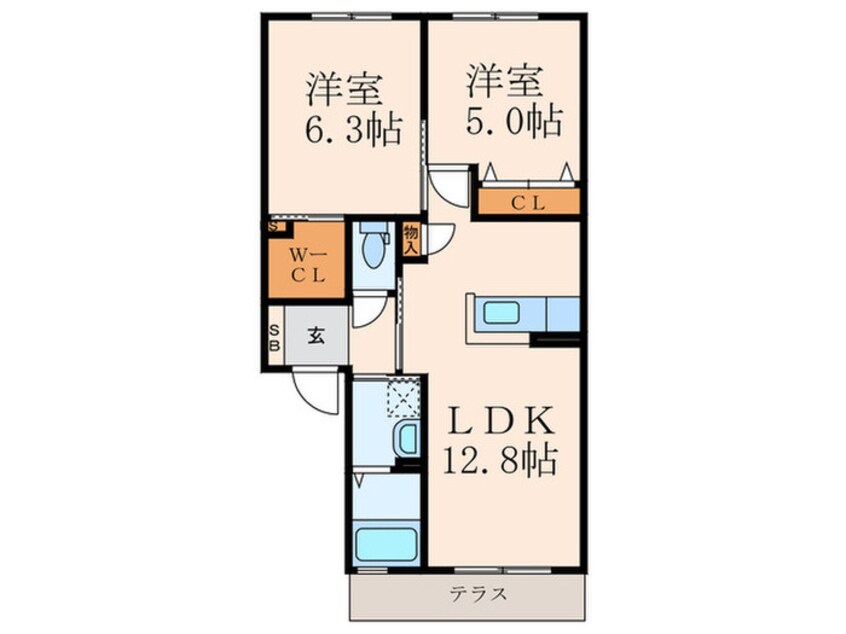 間取図 クラヴィエ三萩野Ｈ