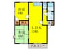 クレイドゥル乙金台 2LDKの間取り