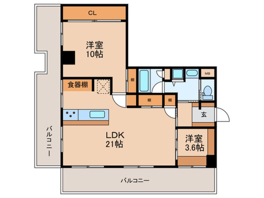 間取図 ﾗｲｵﾝｽﾞﾏﾝｼｮﾝ大濠第２（1003）