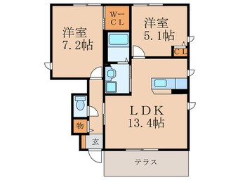 間取図 ハイツ四季の里Ⅱ　Ｂ