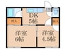 トゥリパーノ山王 2DKの間取り