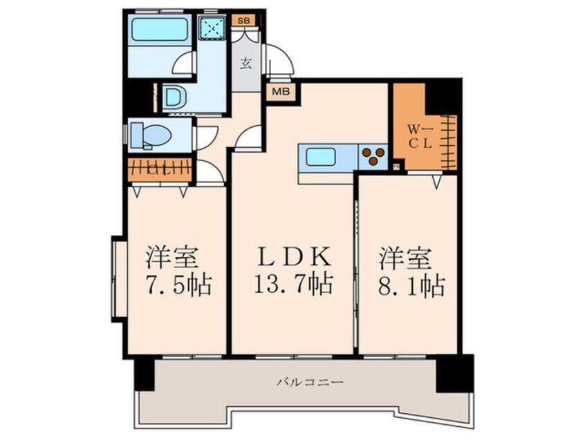 間取図 ｻﾝｼｬｲﾝ ﾌﾟﾘﾝｾｽ 北九州