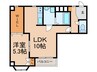 グランテージ中央町 1LDKの間取り