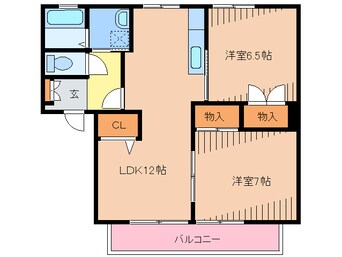 間取図 クレ－ル津屋崎Ｂ