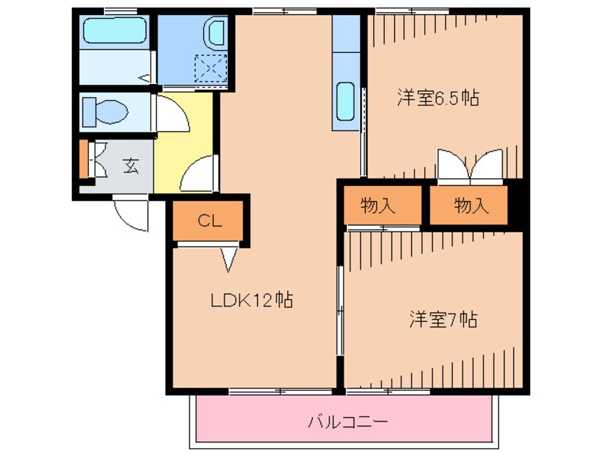 間取図 クレ－ル津屋崎Ｂ