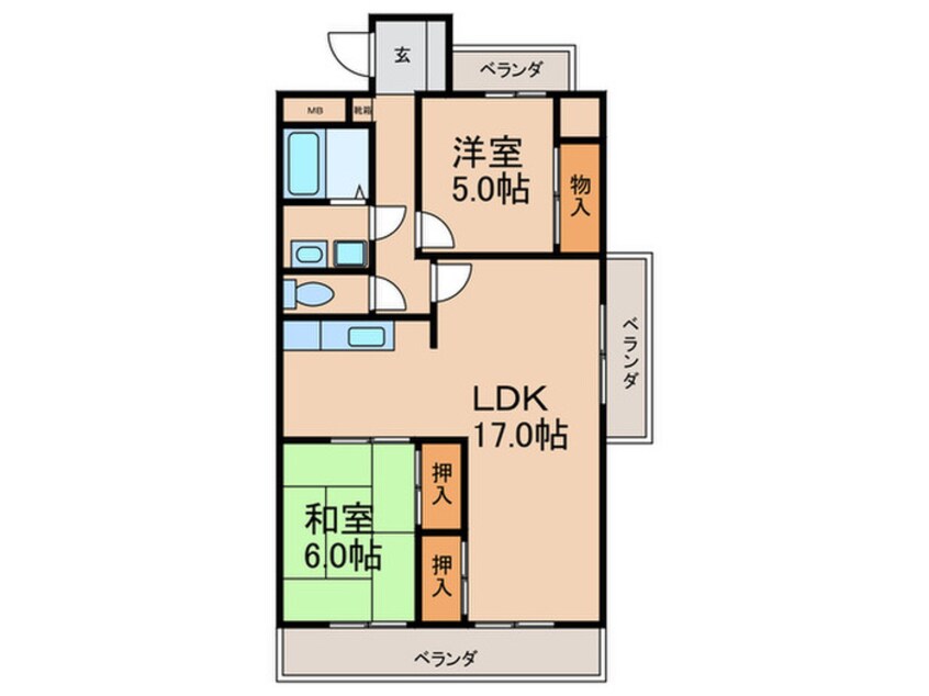 間取図 本多ハイツ長門石